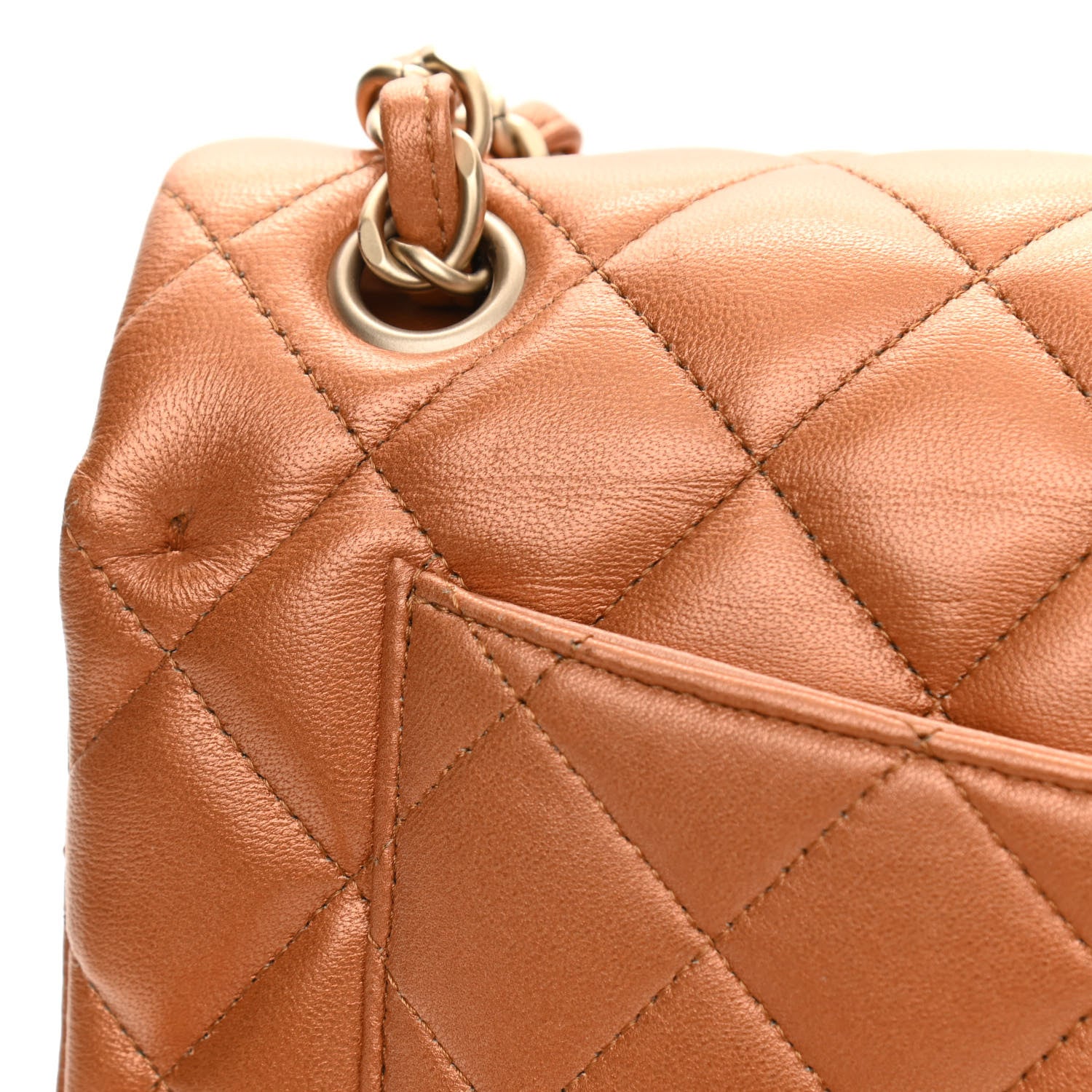 Chanel Metallic Lambskin Quilted Jumbo Double Flap Copper 12 of 15