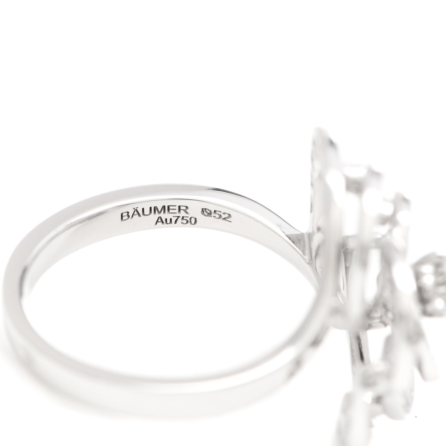 18K White Gold Diamond Fil de Camelia Ring 52 6