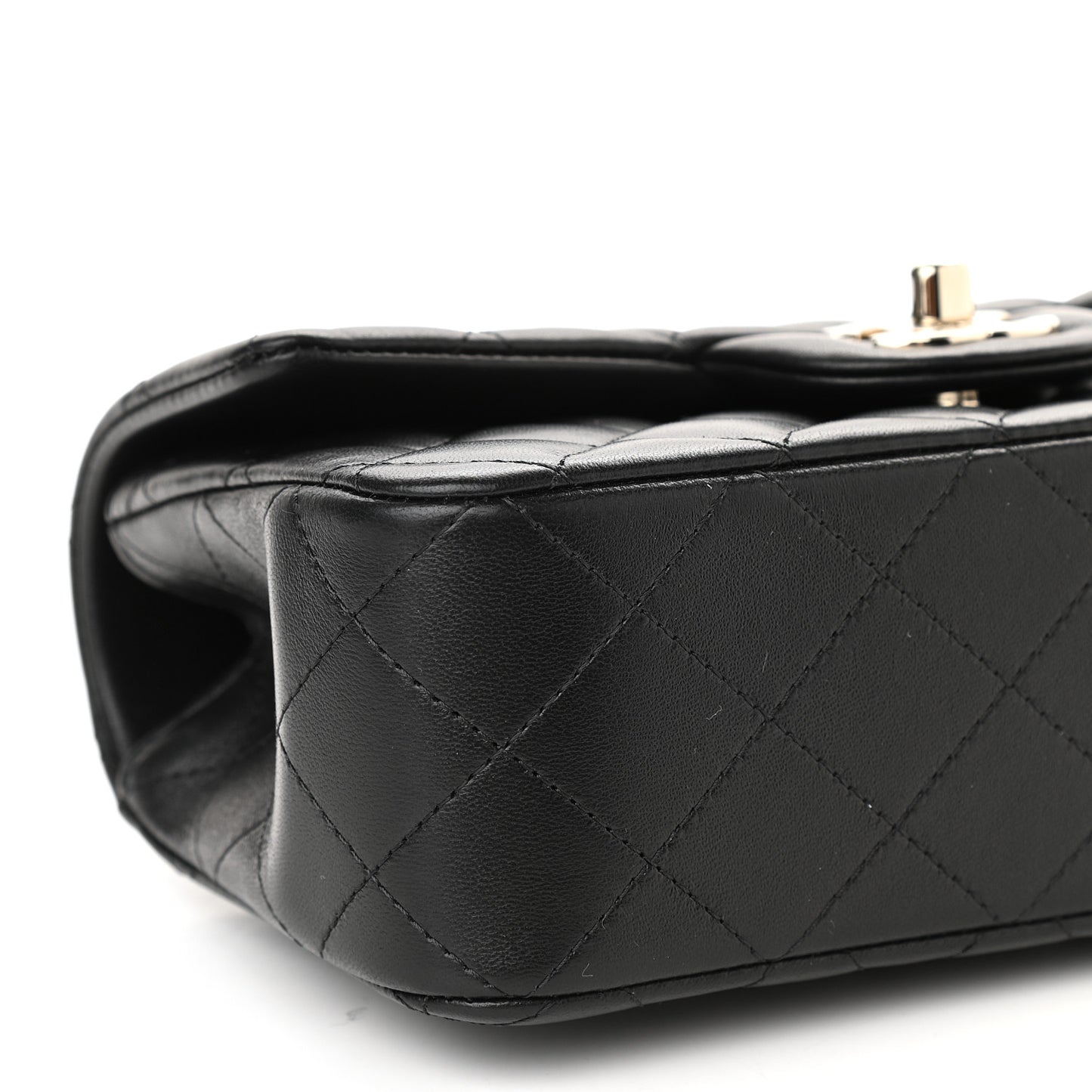 Lambskin Quilted Mini Top Handle Rectangular Flap Black
