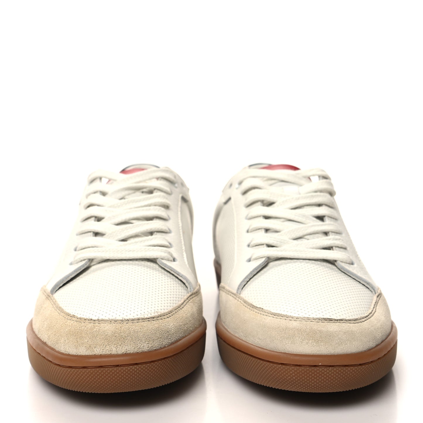 Calfskin Perforated Suede SL10 Court Classic Low Top Sneakers 40 White