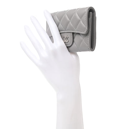 Chanel Lambskin Quilted Flap Card Holder Wallet Grey 2 of 9