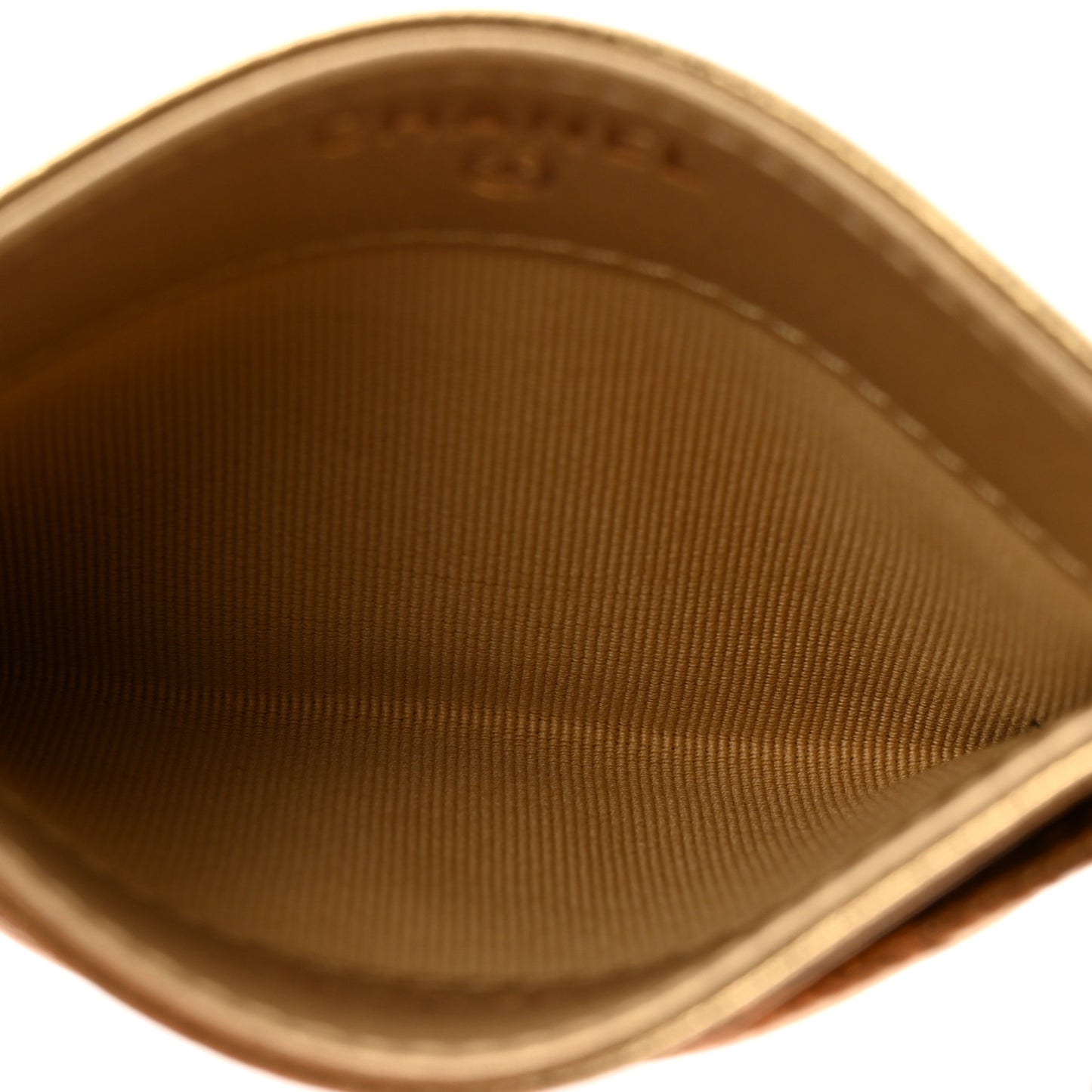 Metallic Caviar Quilted Card Holder Gold