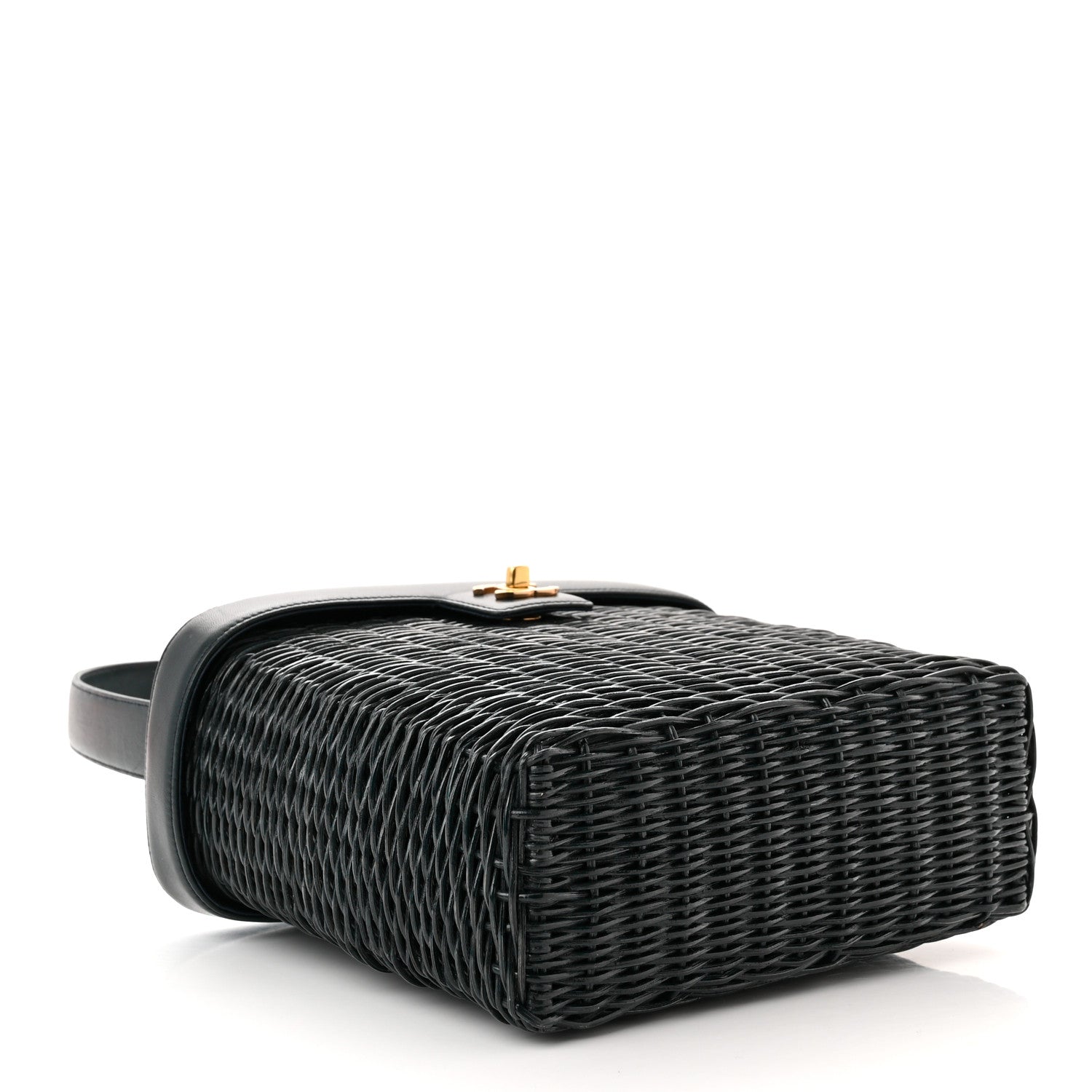 Chanel Lambskin Straw Basket Top Handle Bag Navy 4 of 15