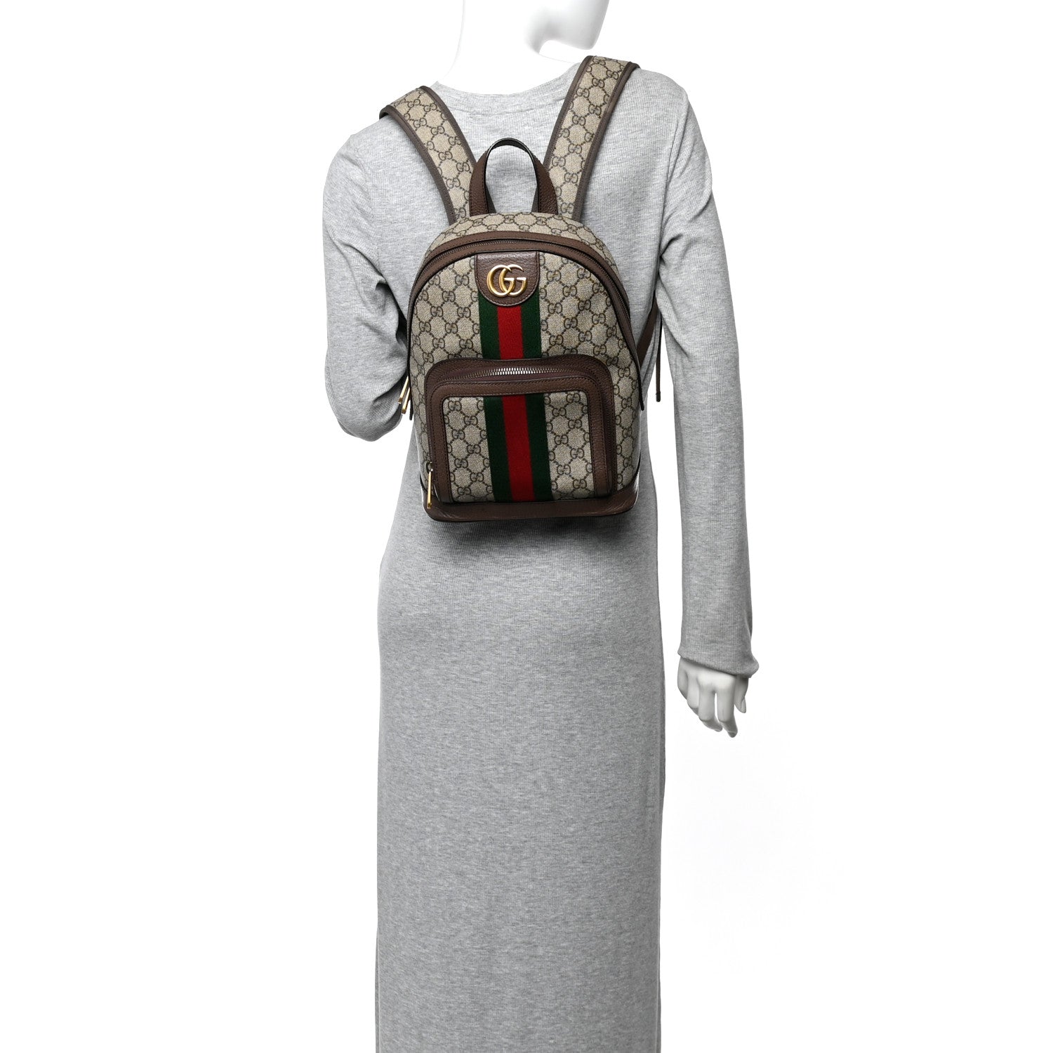 Gucci GG Supreme Monogram Calfskin Web Small Ophidia Day Backpack Beige Ebony New Acero 2 of 11