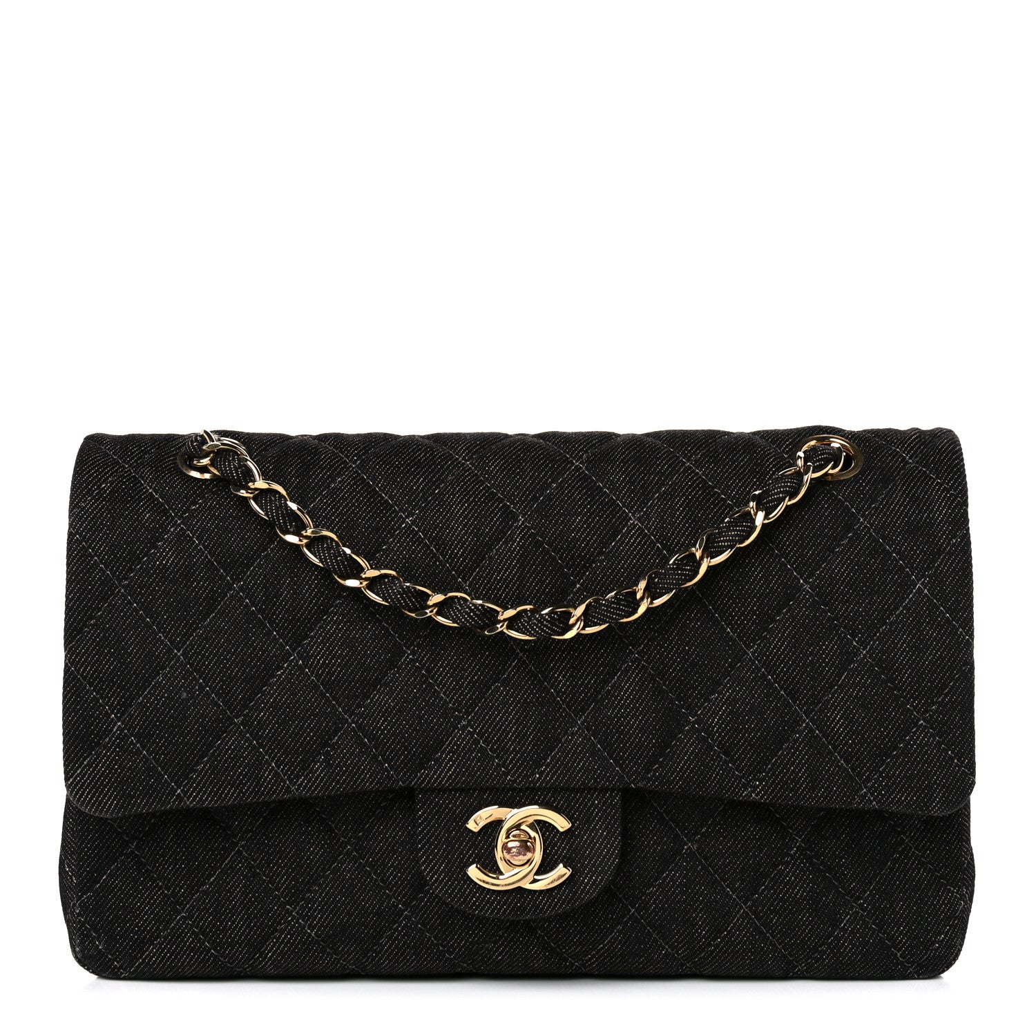 Chanel Denim Quilted Medium Double Flap Black 1 of 13