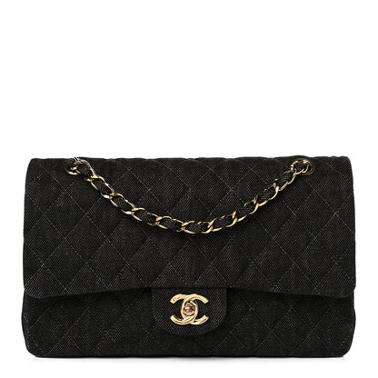 Chanel Denim Quilted Medium Double Flap Black 1 of 13
