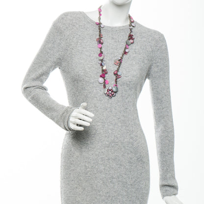 Chanel Enamel CC Long Necklace Pink Silver 2 of 4