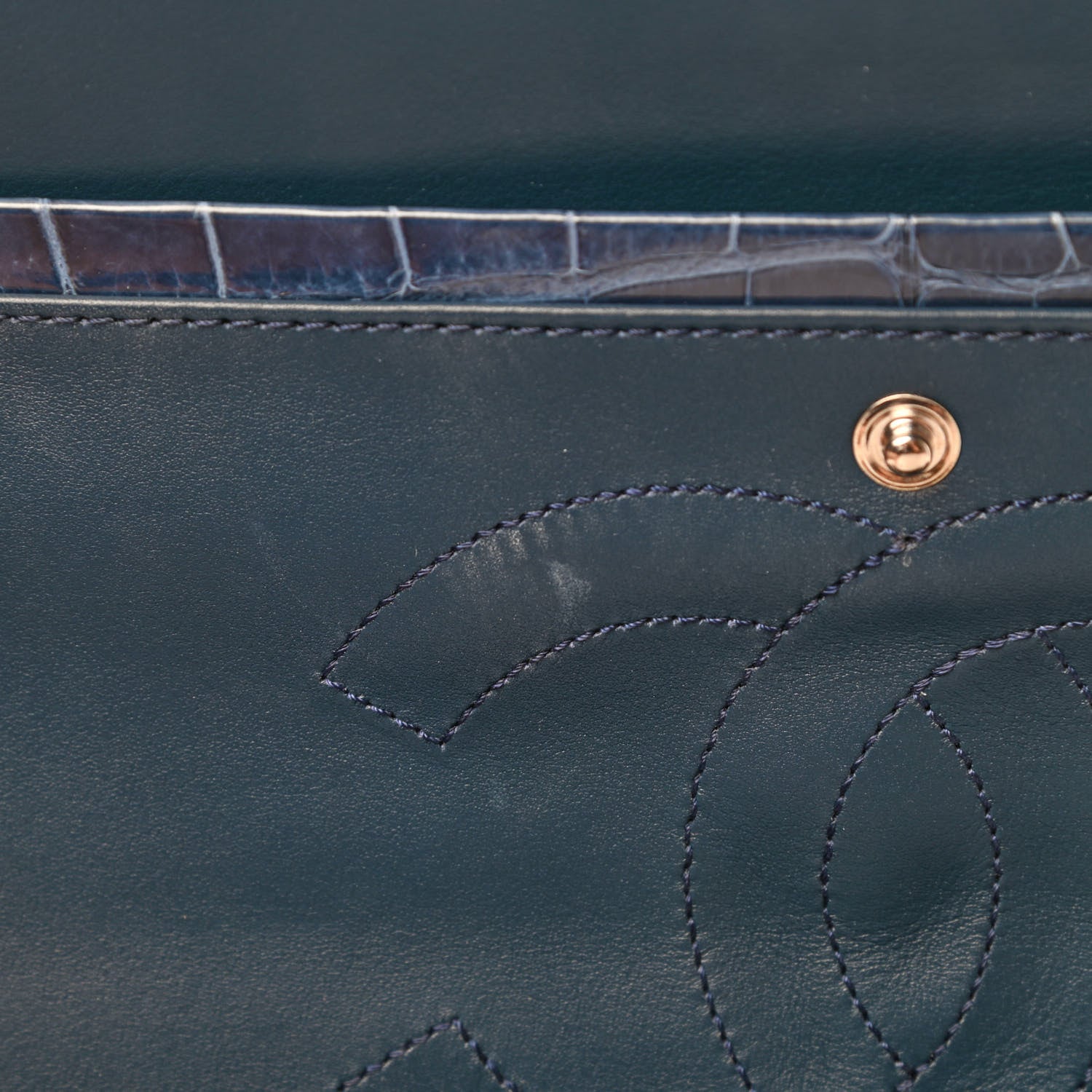 Chanel Alligator Jumbo Double Flap Blue 12 of 13