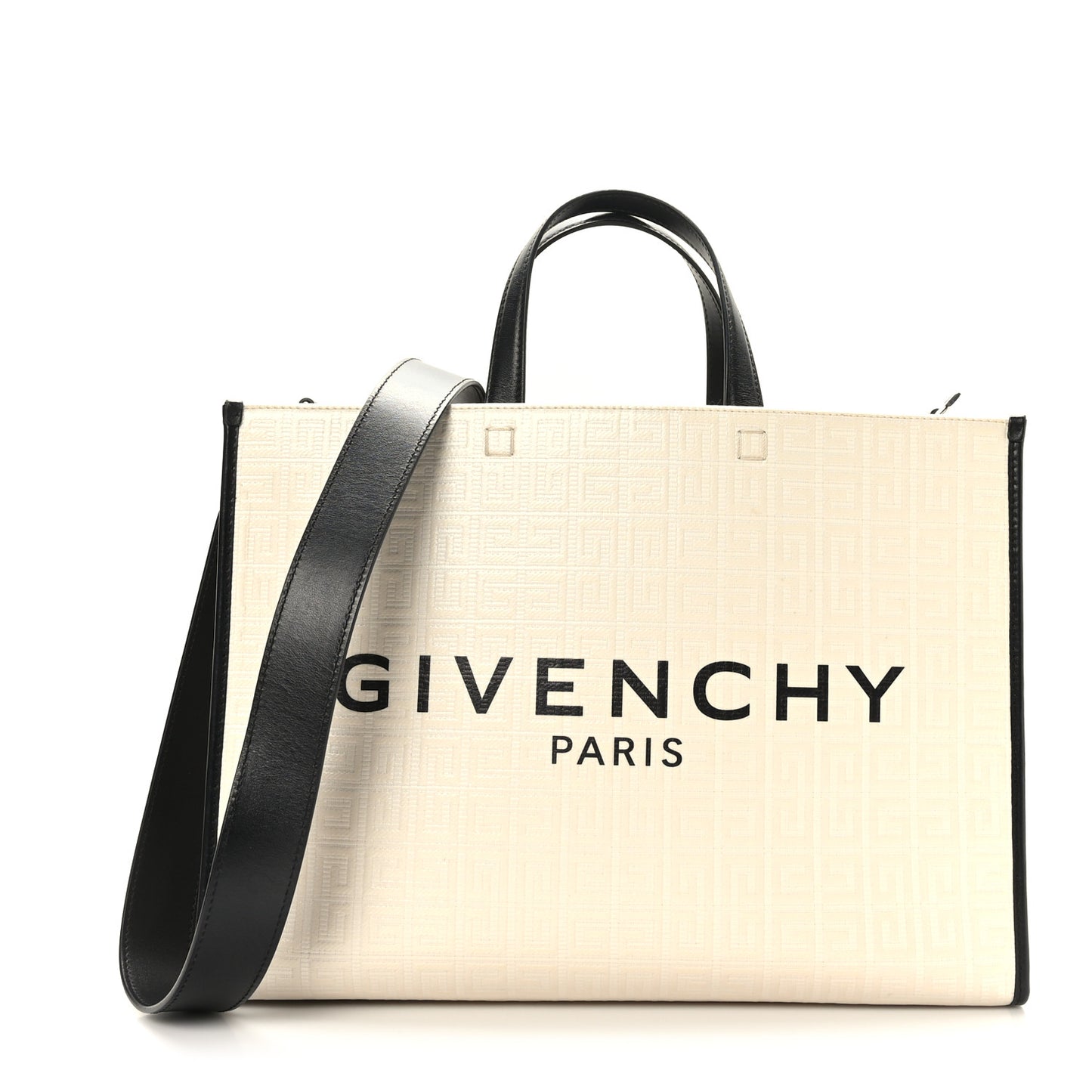 Canvas Logo 4G Embossed Medium Tote Beige Black