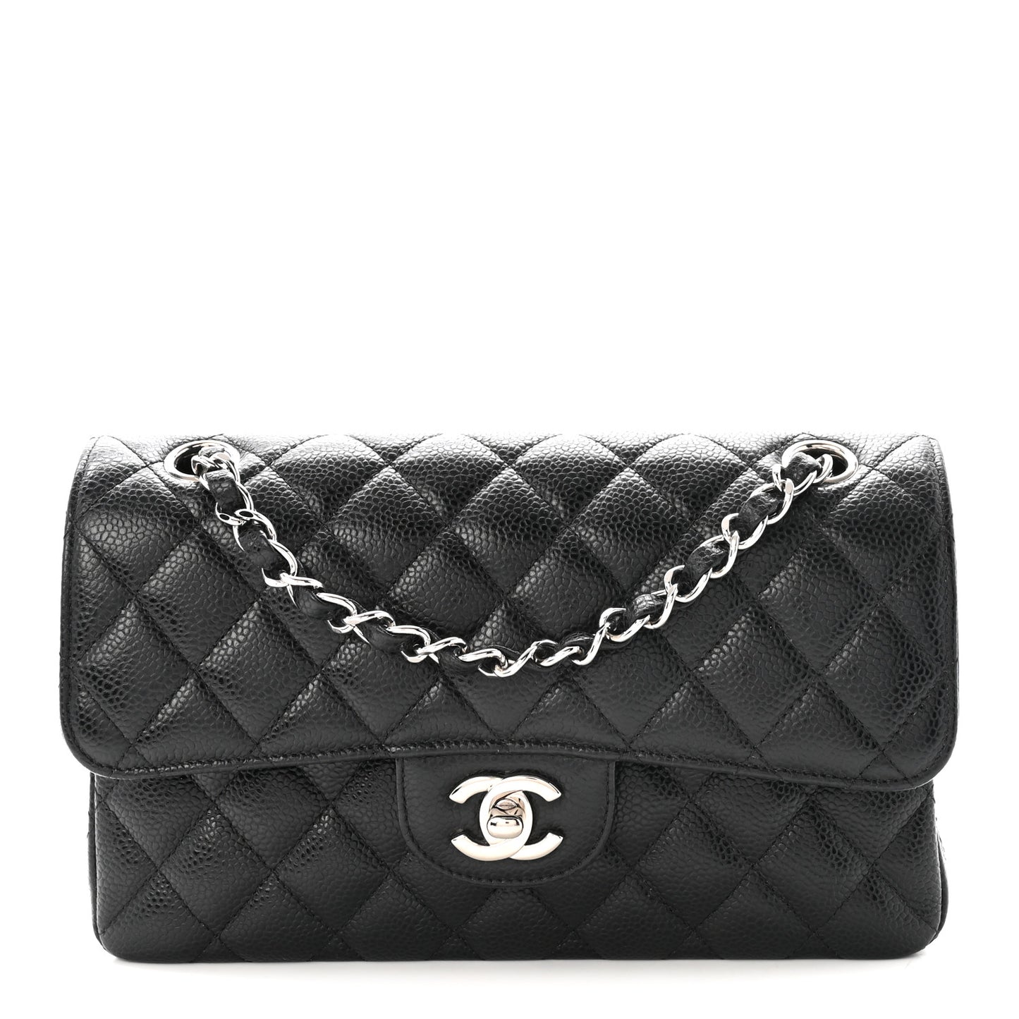 Caviar Quilted Small Double Flap Black