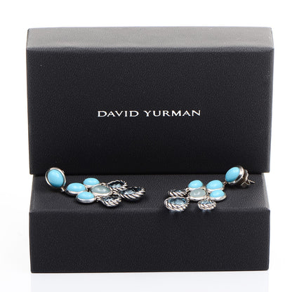 David Yurman Sterling Silver Turquoise Blue Topaz Chalcedony Chandelier Earrings 7 of 7