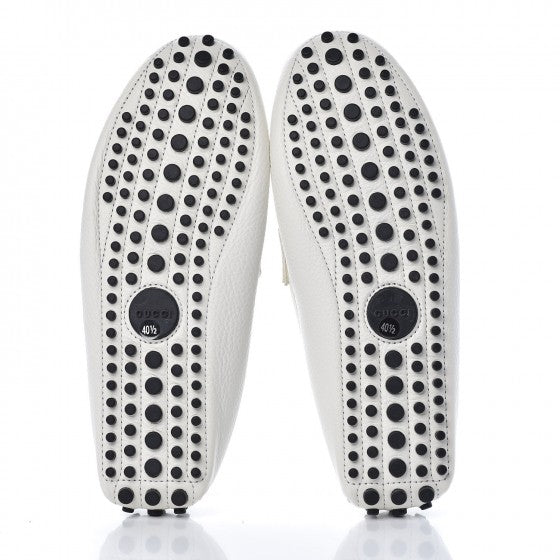Road Calfskin Web Womens Horsebit Driver Loafers 40.5 Great White