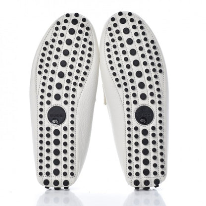 Gucci Road Calfskin Web Womens Horsebit Driver Loafers 40.5 Great White 10 of 11
