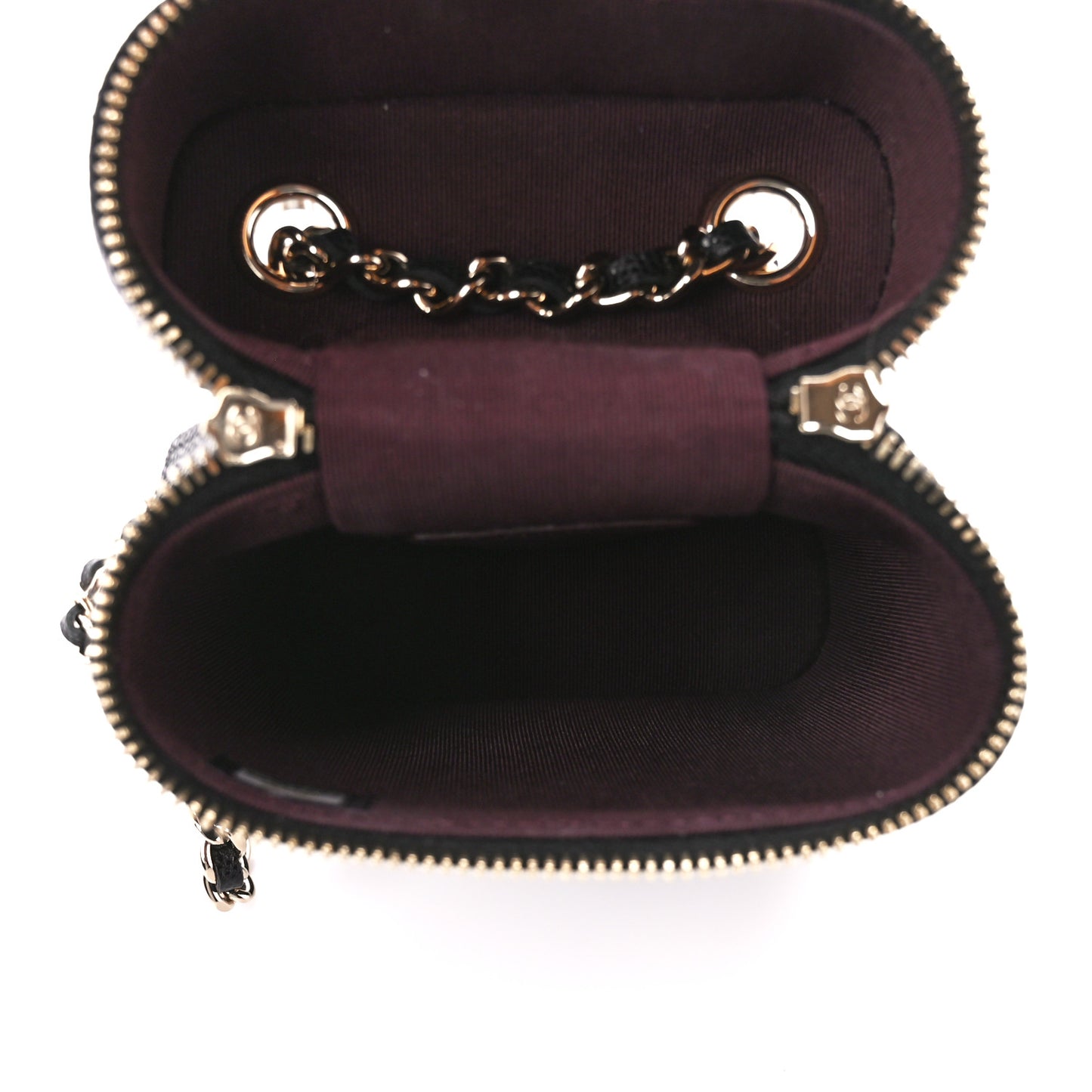 Caviar Quilted Phone Holder With Chain Black