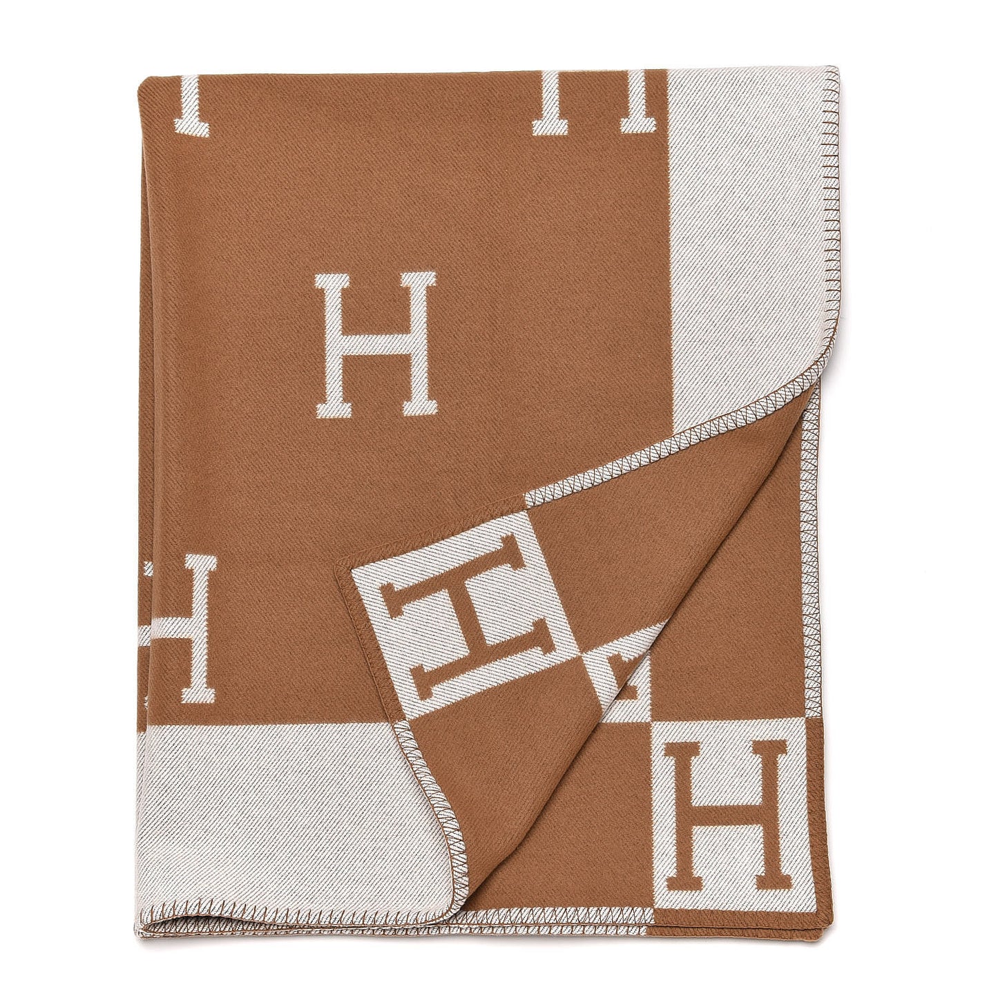 Wool Cashmere Avalon Blanket Ecru Camel