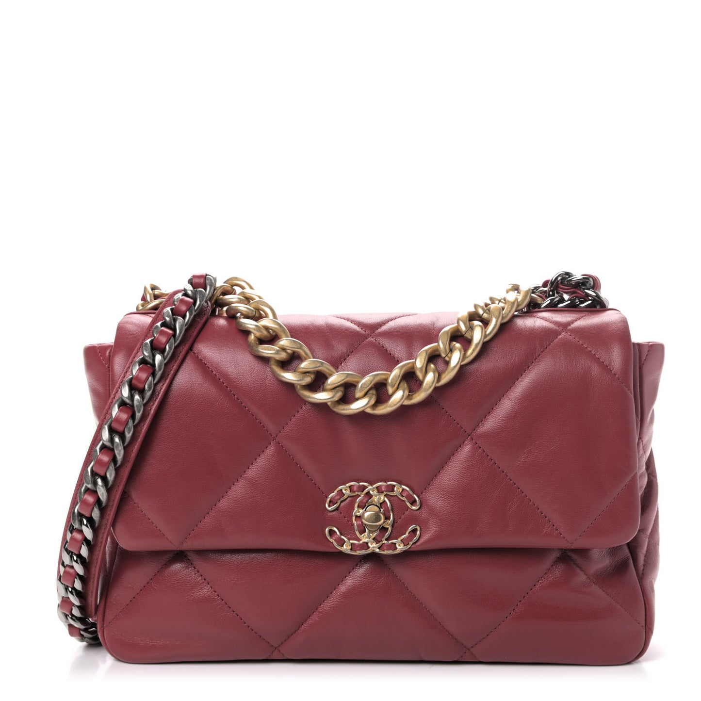 Goatskin Quilted Large Chanel 19 Flap Red