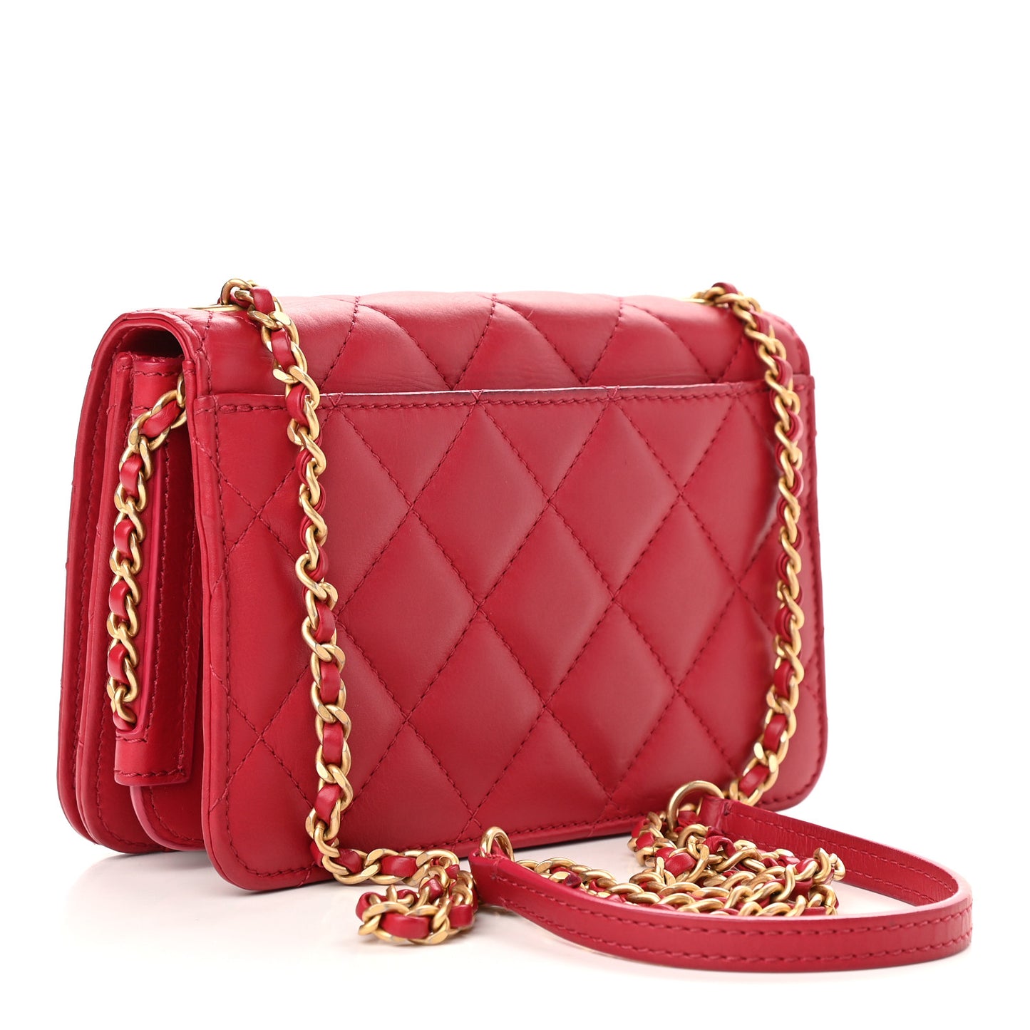 Lambskin Quilted CC Flap Red