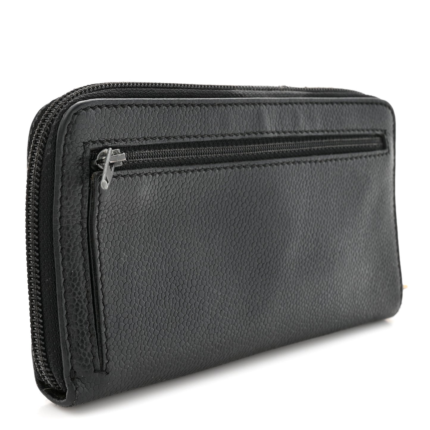 Caviar CC Timeless Large Zip Around Wallet Black