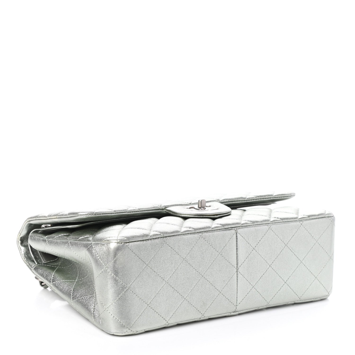 Chanel Metallic Lambskin Quilted Jumbo Double Flap Silver 4 of 10