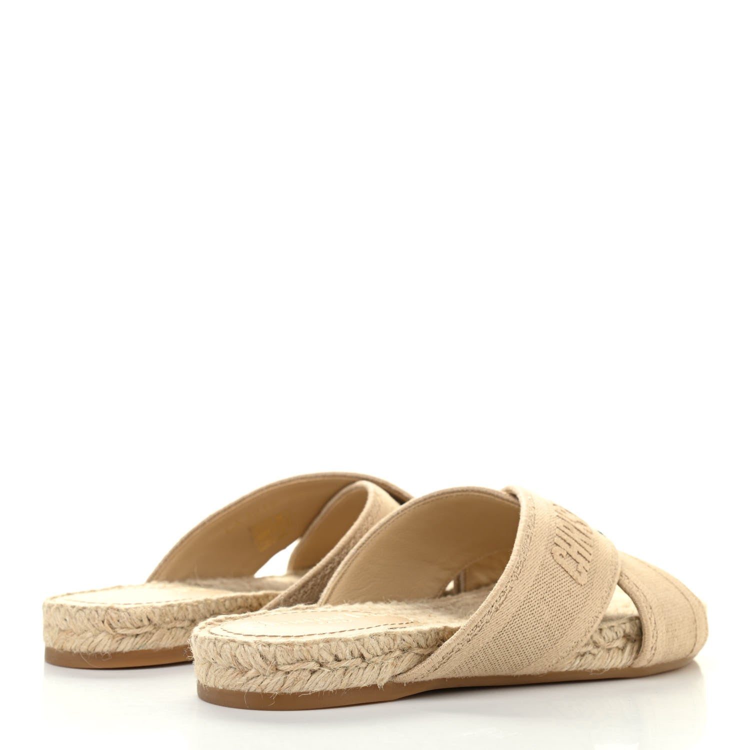Christian Dior Canvas Embroidered Granville Espadrille Crisscross Flat Slide Sandals 35.5 Cream 4 of 10