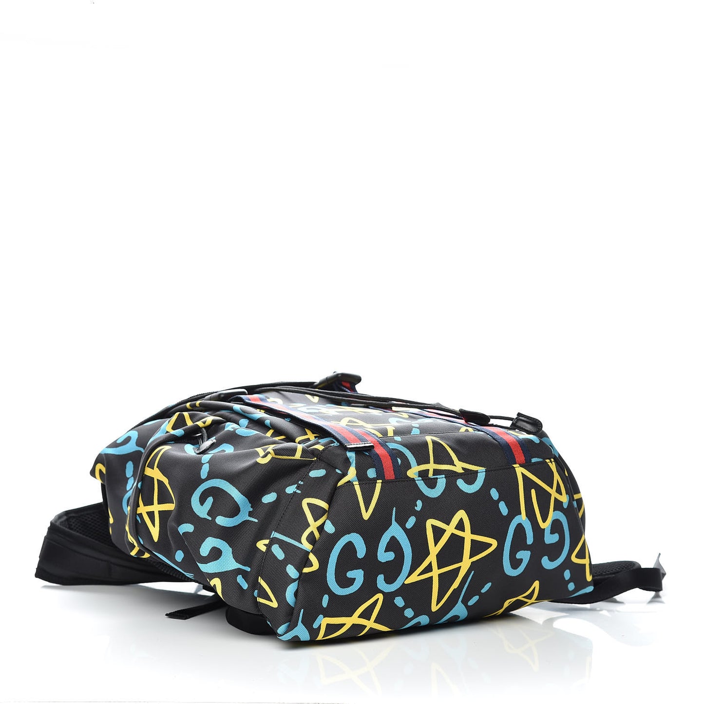 Techno Canvas GucciGhost Double Buckle Backpack Black New Acquamarine