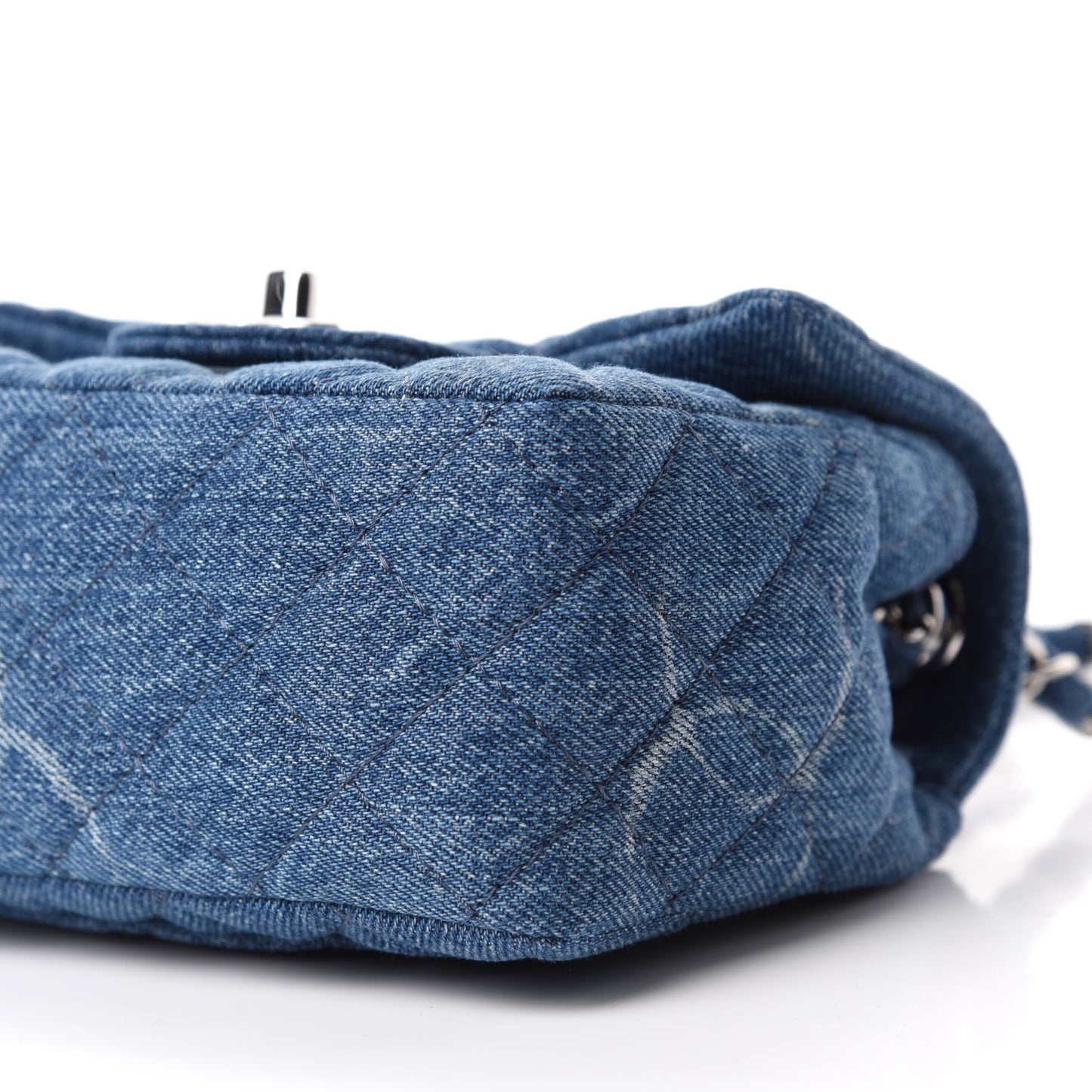 Denim CC Quilted Mini Square Flap Blue
