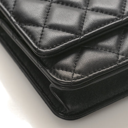 Chanel Lambskin Quilted Wallet On Chain WOC Black 8 of 10