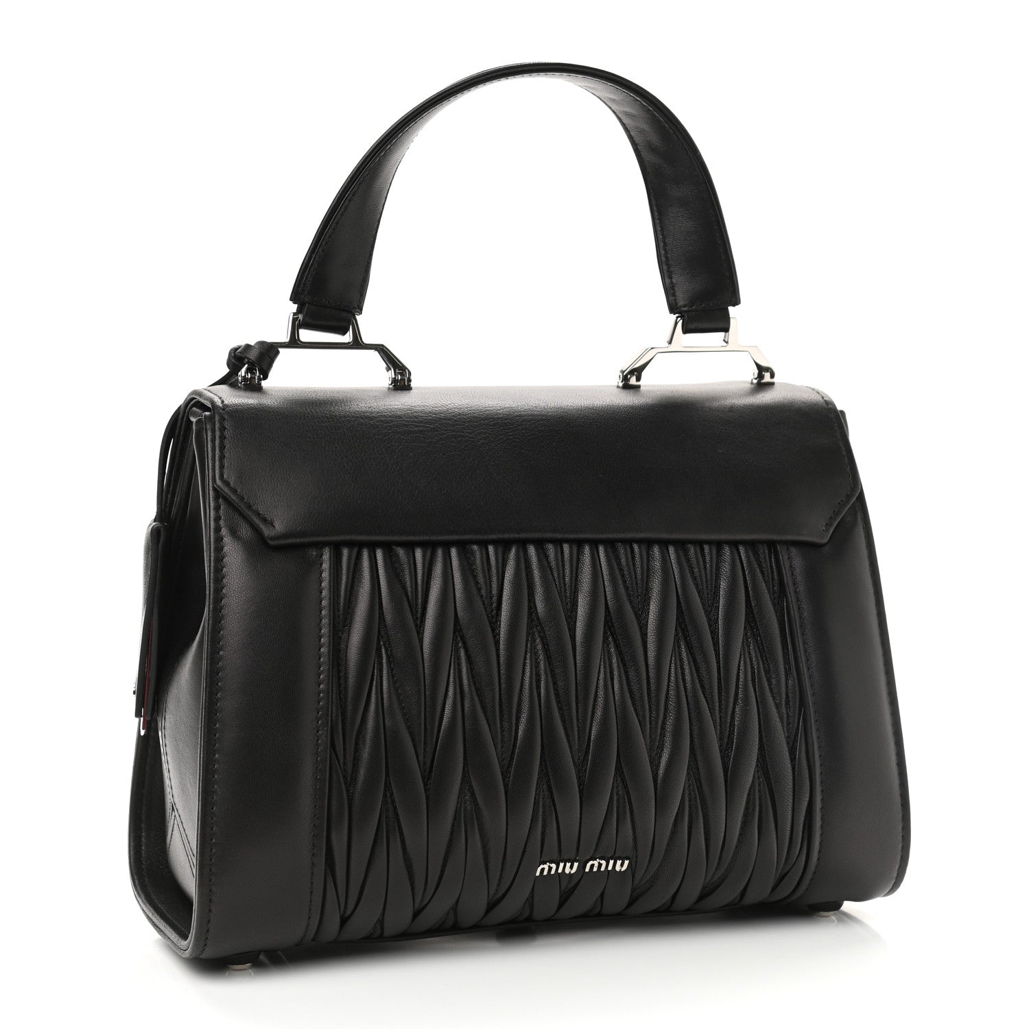 Miu Miu Nappa Matelasse Top Handle Tote Black 3 of 9