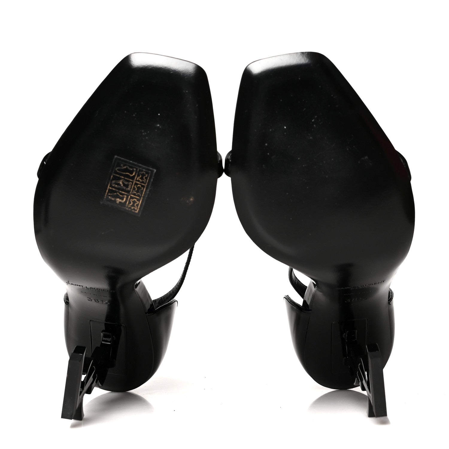 Saint Laurent Patent Calfskin Opyum 110 Sandals 38.5 Black 5 of 8