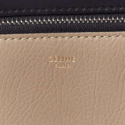 Celine Textured Calfskin Bi-Color Edge Shoulder Bag Black Beige 6 of 8