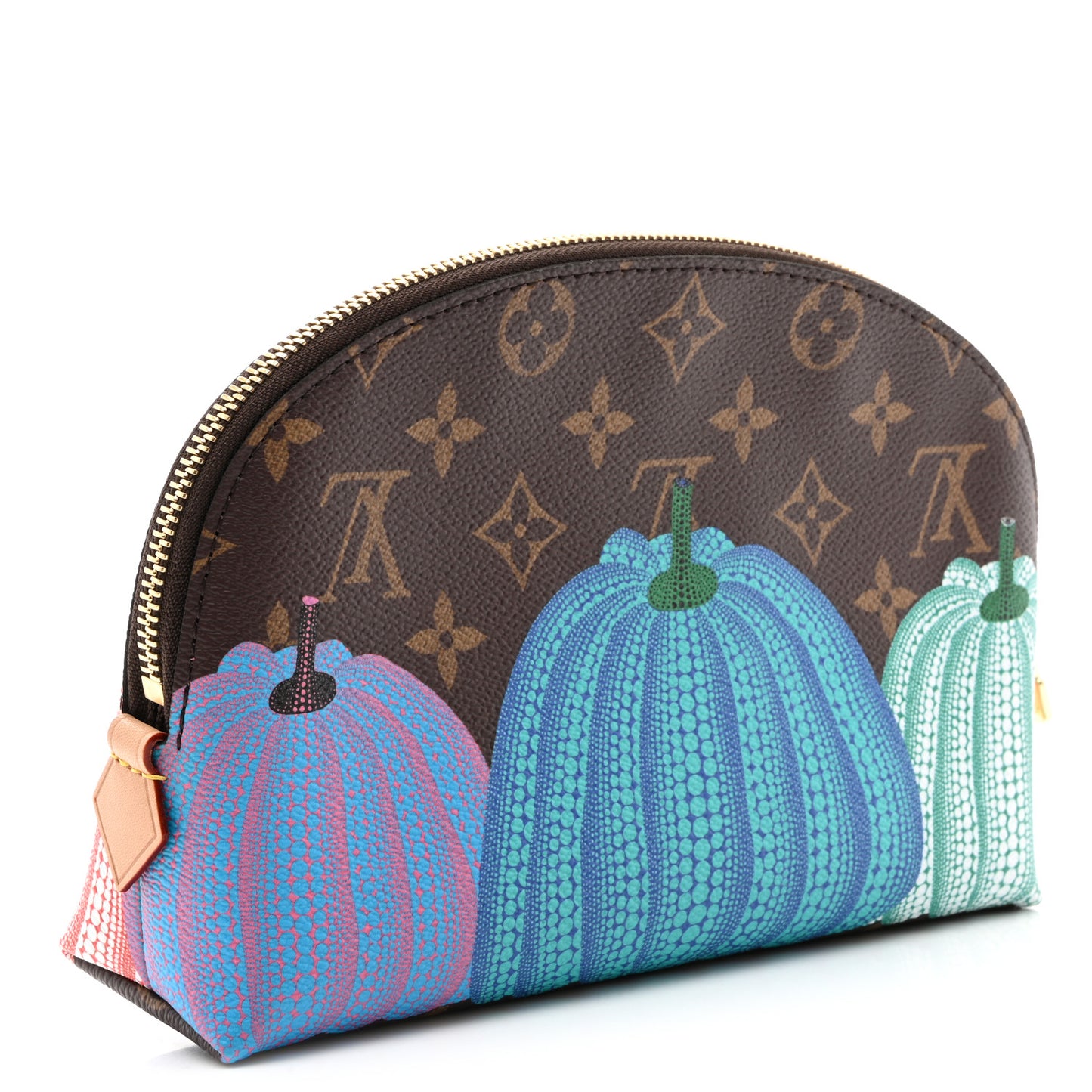 LV X YK Monogram Printed Kusama Pumpkin Cosmetic Pouch