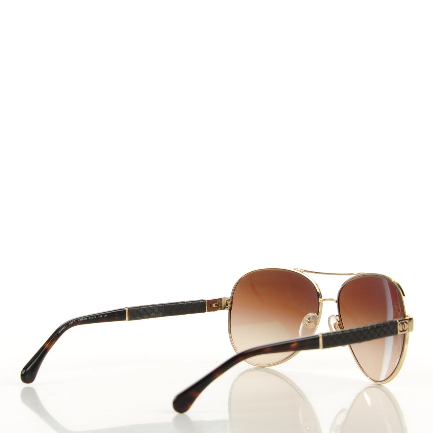 Chanel Lambskin Quilted CC Sunglasses 4195-Q Gold Brown 3 of 9