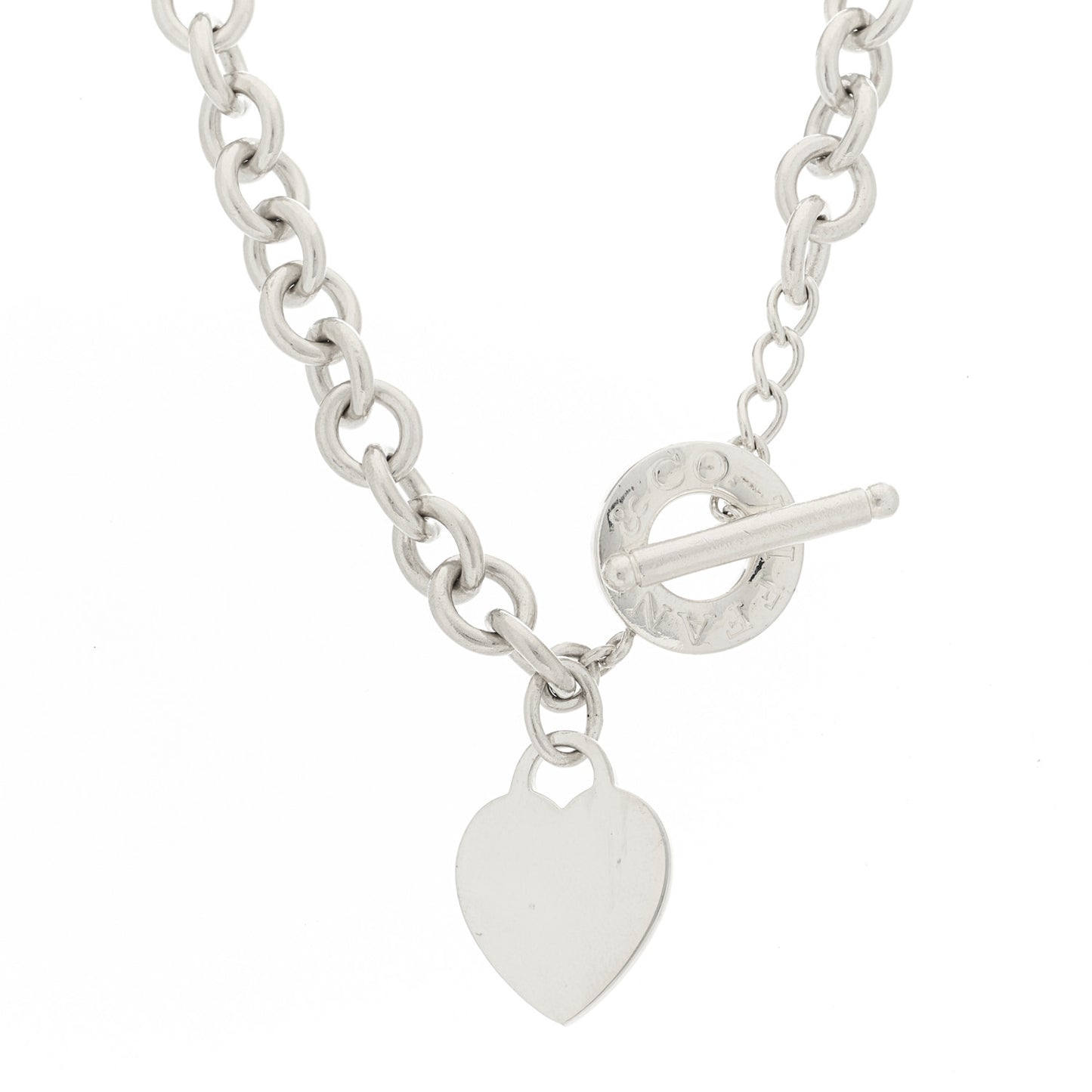 Sterling Silver Heart Tag Toggle Necklace