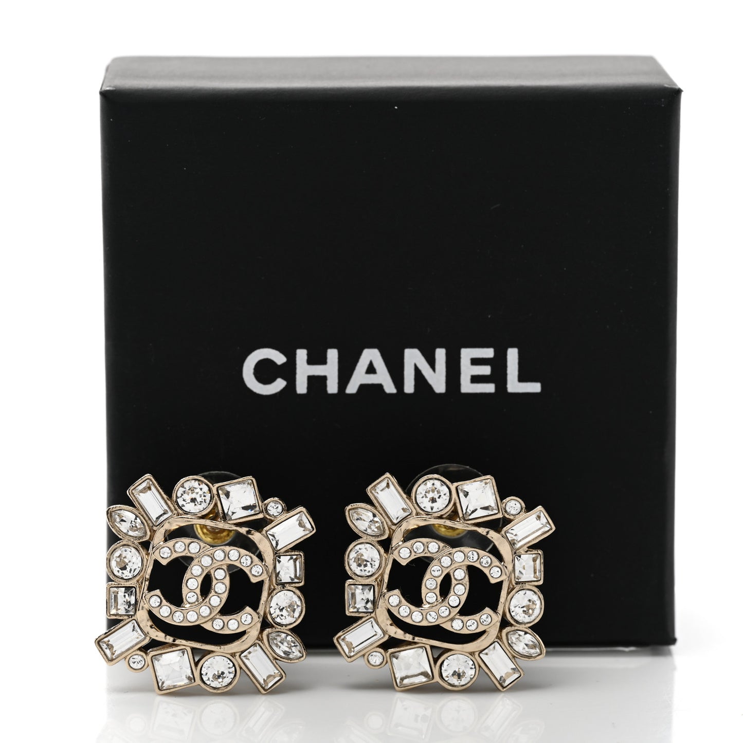 Baguette Crystal CC Cluster Earrings Silver