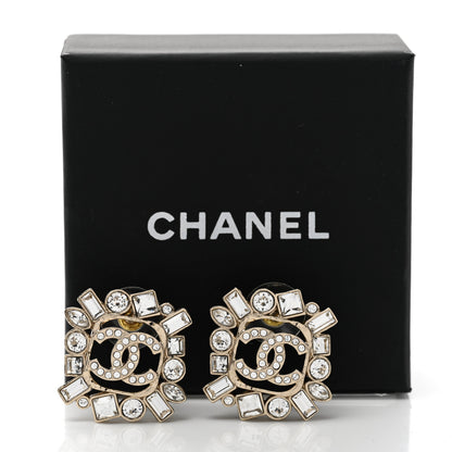 Chanel Baguette Crystal CC Cluster Earrings Silver 5 of 5