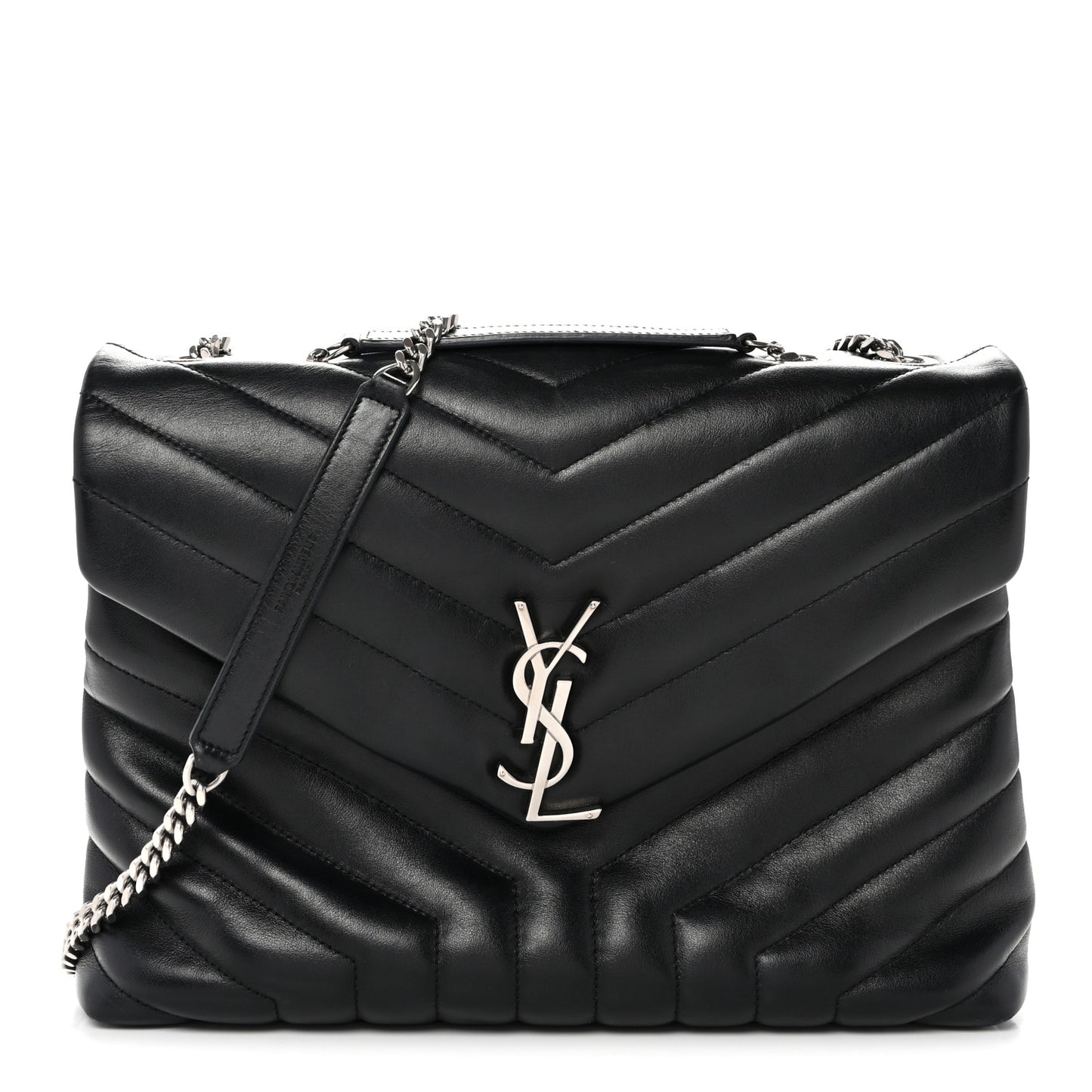 Calfskin Y Quilted Monogram Medium Loulou Chain Satchel Black