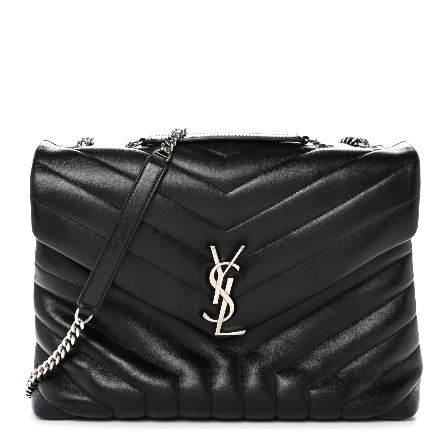 Saint Laurent Calfskin Y Quilted Monogram Medium Loulou Chain Satchel Black 1 of 14