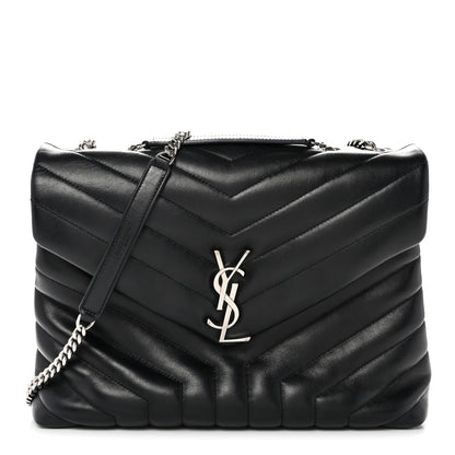 Saint Laurent Calfskin Y Quilted Monogram Medium Loulou Chain Satchel Black 1 of 14