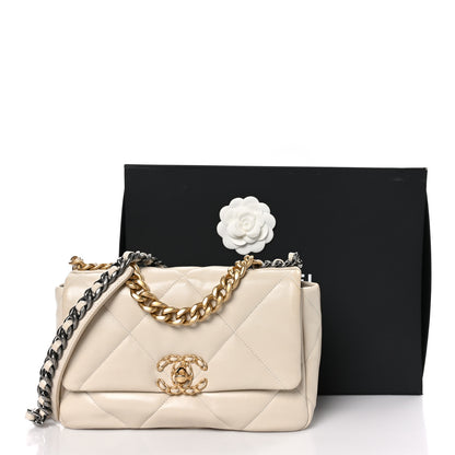 Chanel Goatskin Quilted Medium Chanel 19 Flap White 13 of 13
