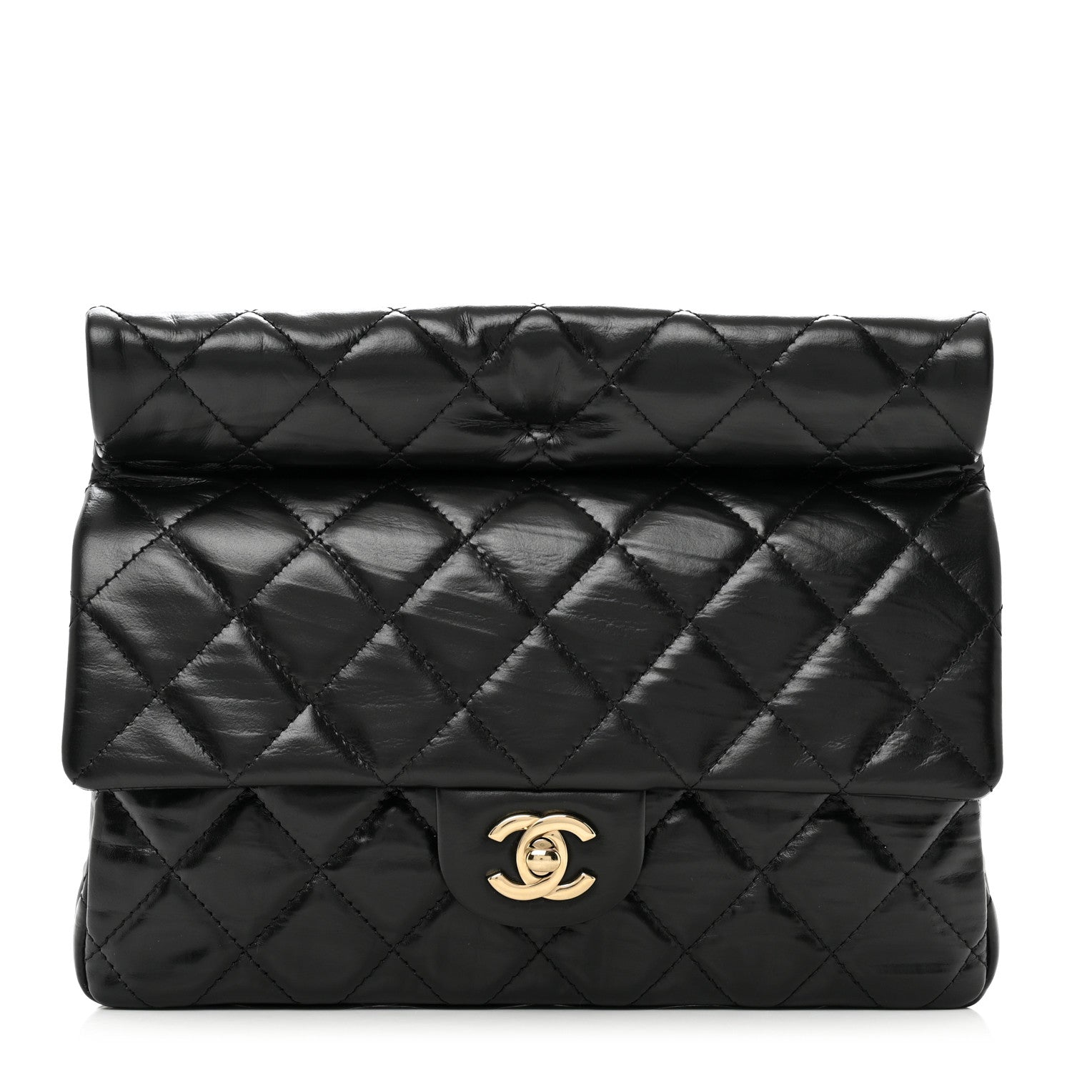 Chanel Crumpled Calfskin Quilted Clutch Black 1 of 7