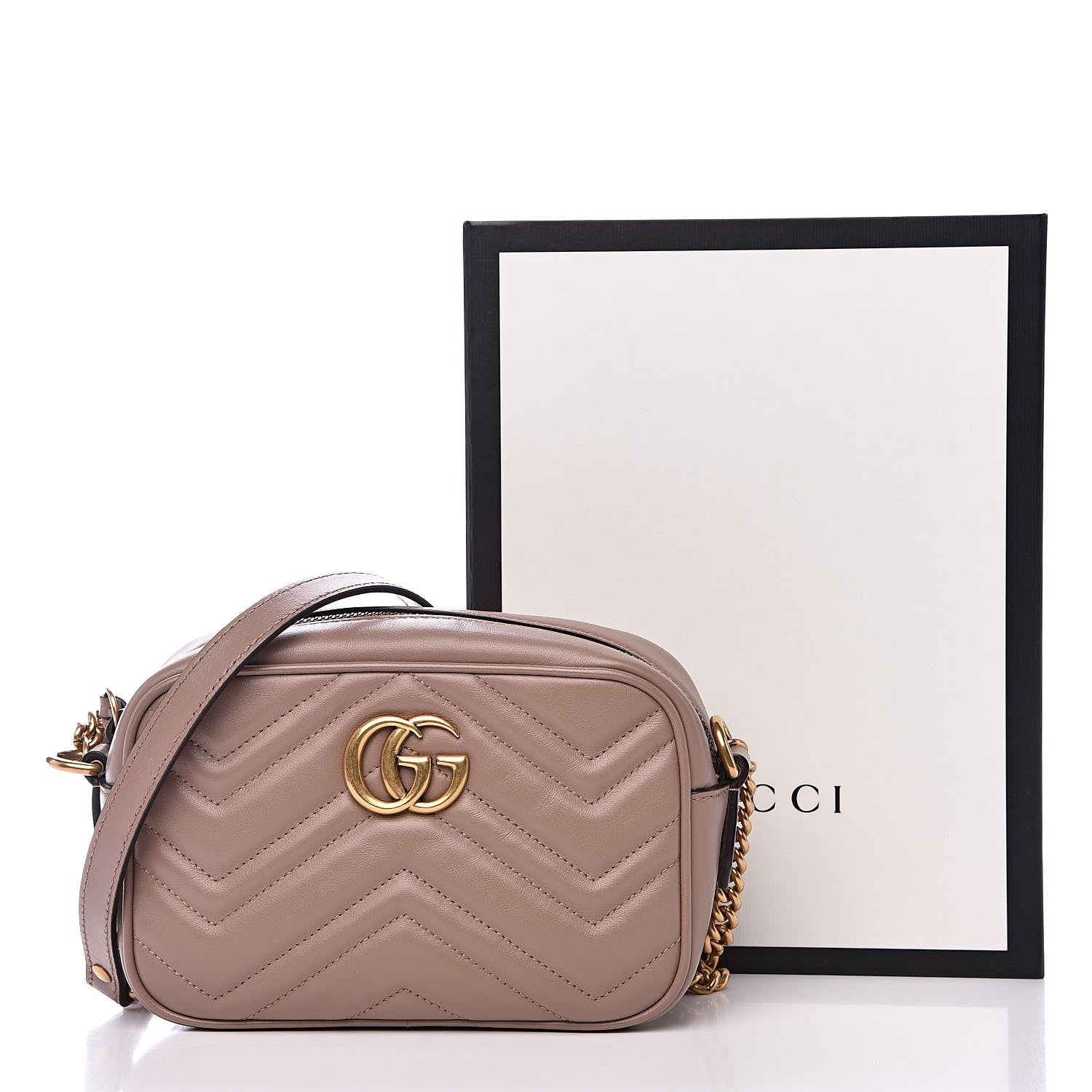 Gucci Calfskin Matelasse Mini GG Marmont Chain Shoulder Bag Porcelain Rose 13 of 13