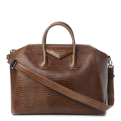 Givenchy Calfskin Lizard Embossed Medium Antigona Brown 1 of 17