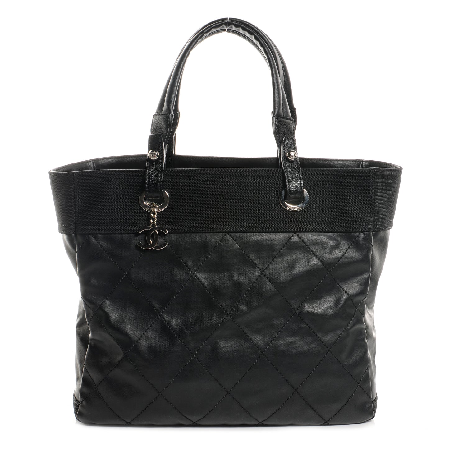 Coated Canvas Large Paris Biarritz Tote Black