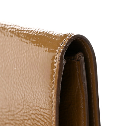 Saint Laurent Textured Patent Calfskin Monogram Large Belle De Jour Clutch Brown 14 of 15