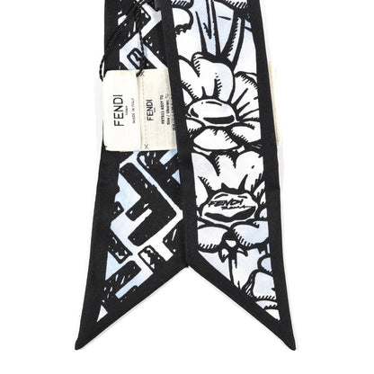 Fendi X JOSHUA VIDES Silk FF Flower Clouds Bandeau White Celeste Black 2 of 3