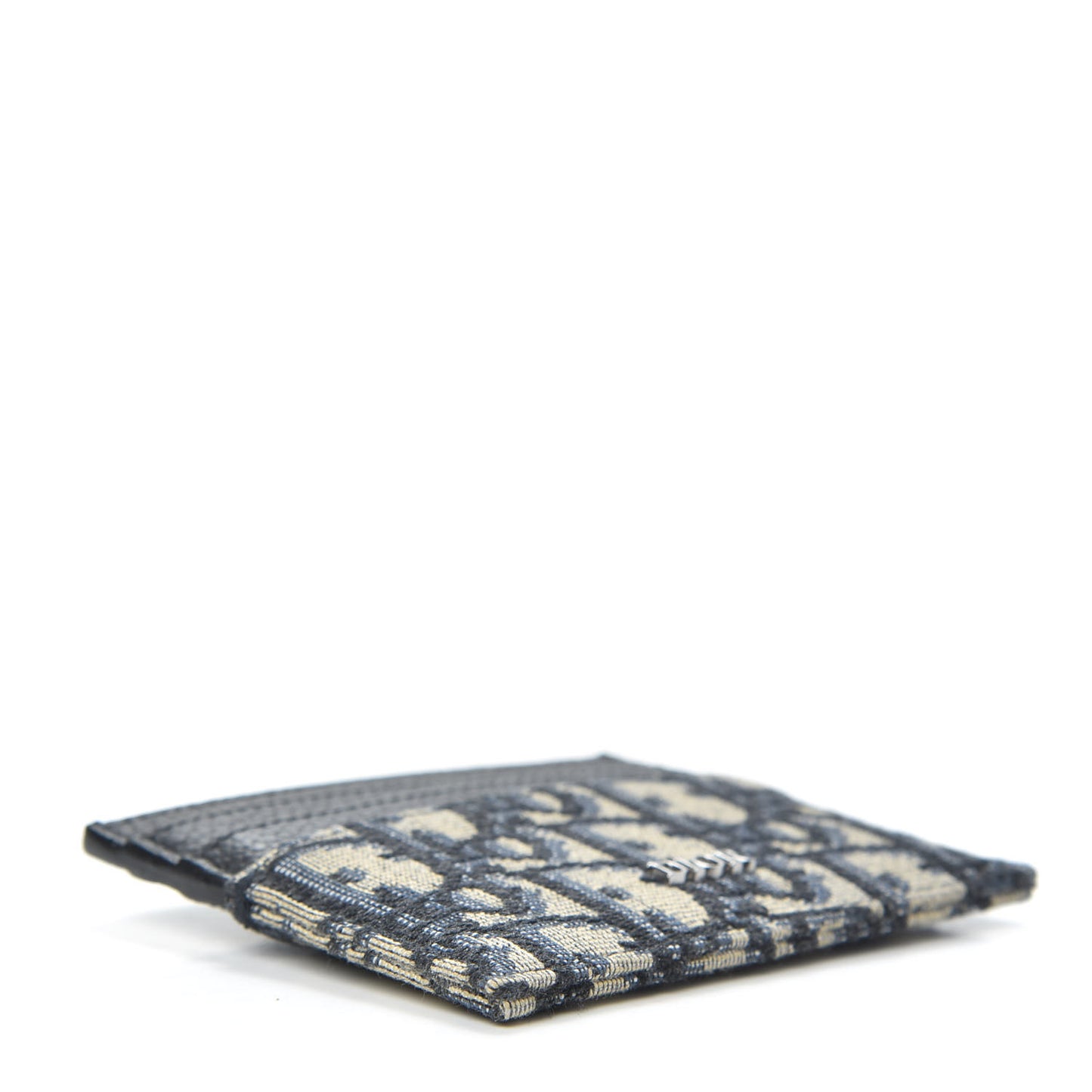 Grained Calfskin Oblique Card Holder Black