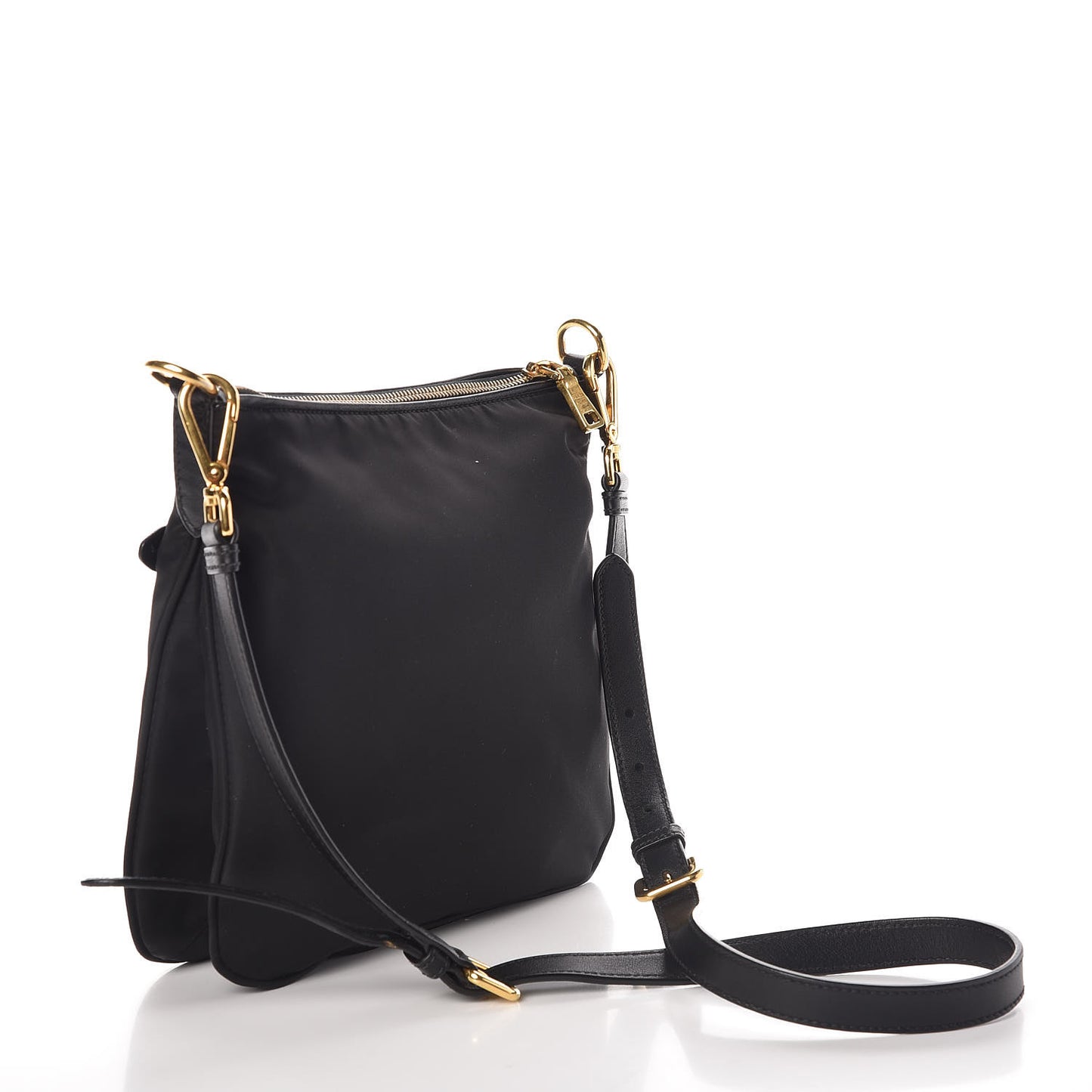 Nylon Flat Messenger Bag Black
