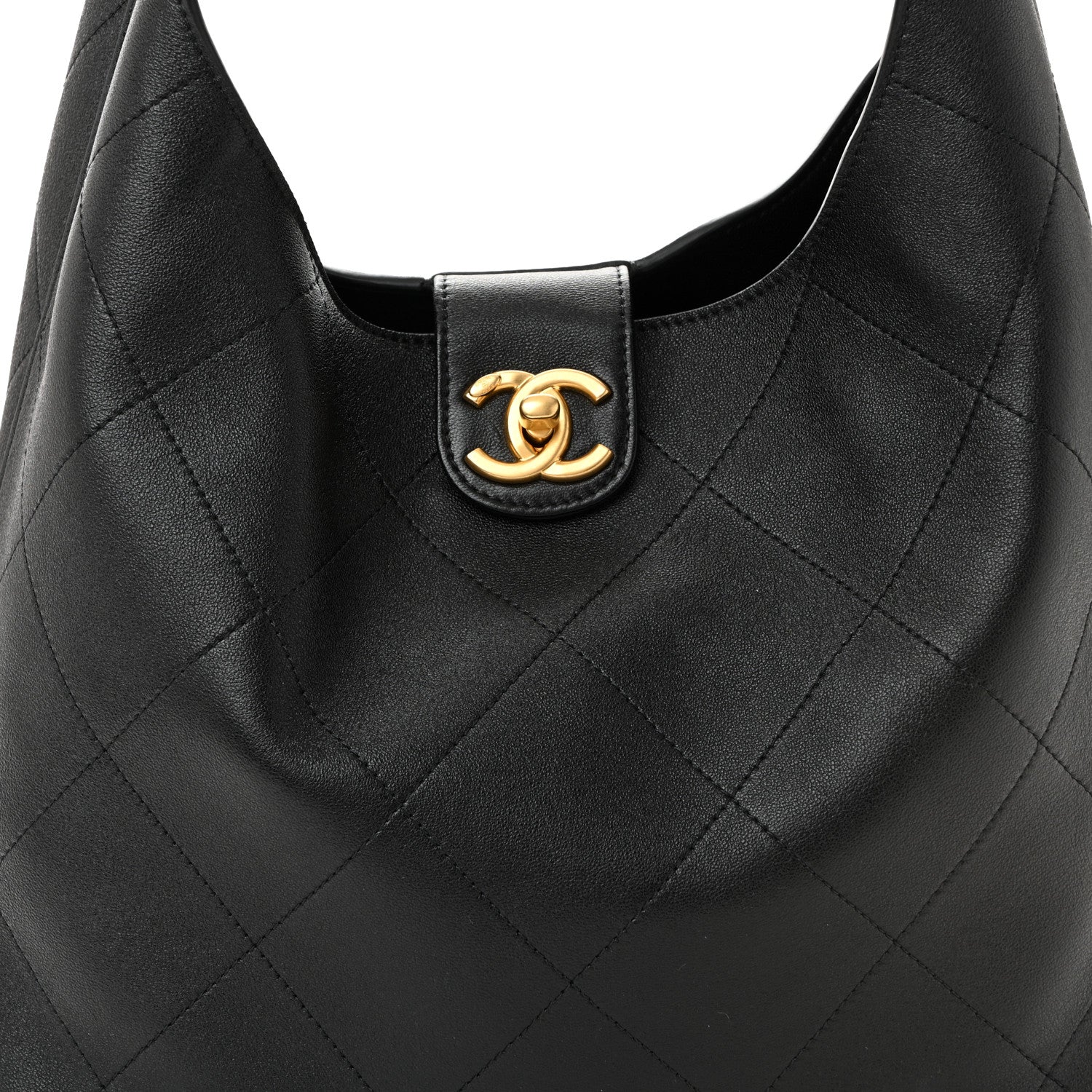 Chanel Shiny Lambskin Quilted Medium Hobo Black 15 of 21