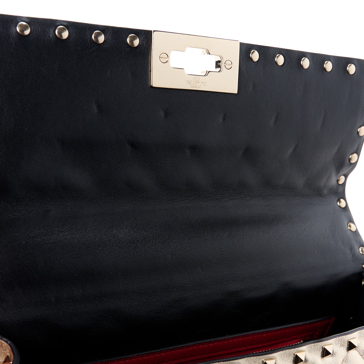 Valentino Garavani Metallic Wrinkled Lambskin Medium Rockstud Spike Shoulder Bag Mekong 12 of 12