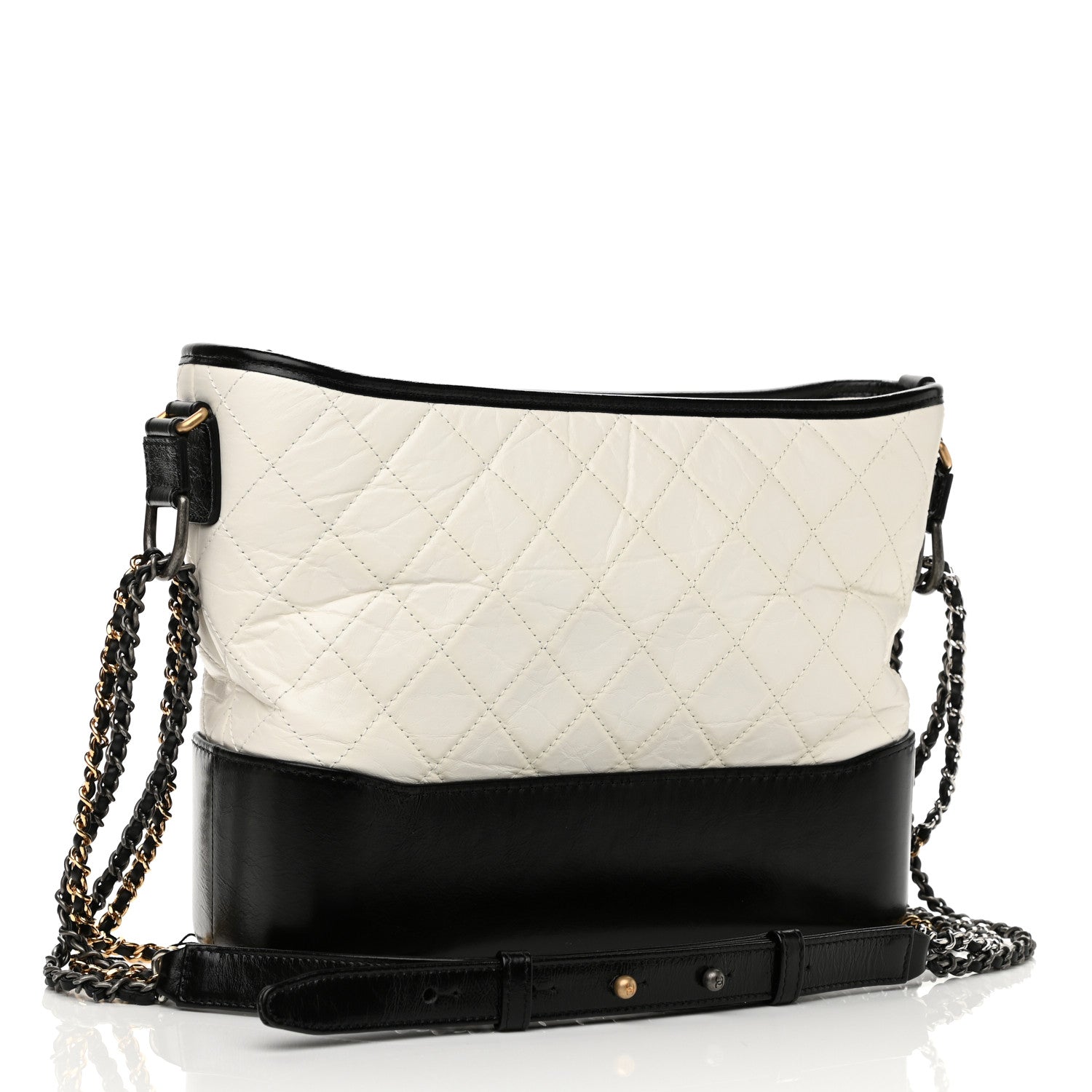 Chanel Aged Calfskin Quilted Medium Gabrielle Hobo Black White 3 of 11